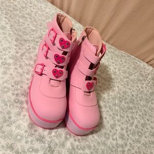 Pink Shoes with Heart Buckles
